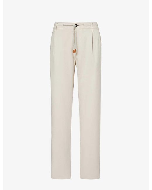 Eleventy Natural Drawstring-waist Straight-leg Linen-blend Trousers for men