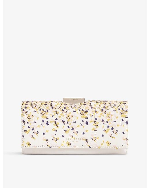 Ted Baker Natural Rezza Large Floral-print Leather Purse