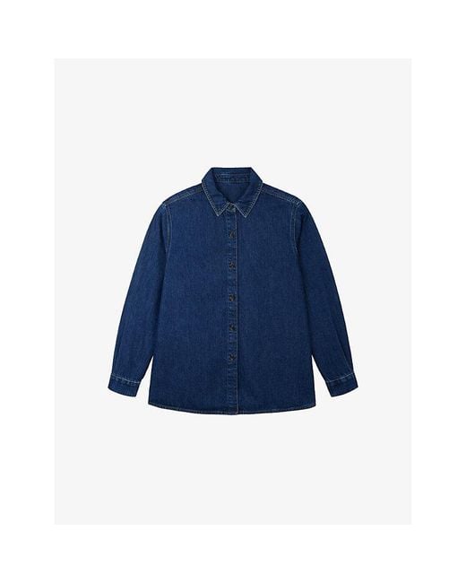 The White Company Blue Regular-Fit Button-Down Denim Shirt
