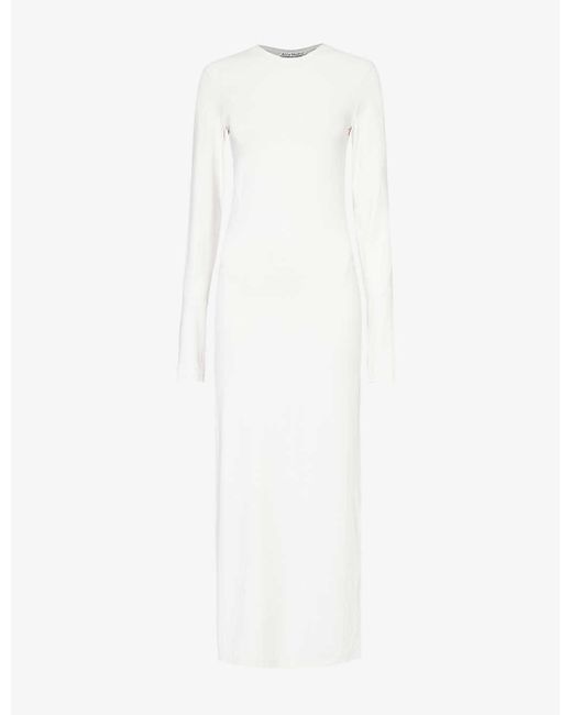 Acne White Efenia Round-neck Stretch-woven Maxi Dress
