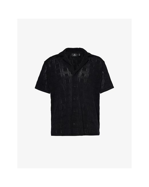 Represent Black Semi-sheer Camp-collar Organic-cotton Knit Shirt Xx for men