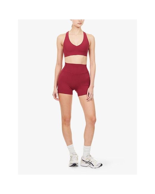 BO+TEE Red V-Neck Cut-Out Stretch-Woven Sports Bra