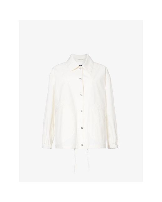 Jil Sander White Brand-print Collared Cotton Jacket