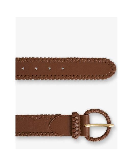 Reiss Brown Gia Whipstitch Leather Belt