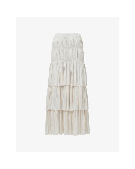 eem White Tiered A-Line Wove Maxi Skirt