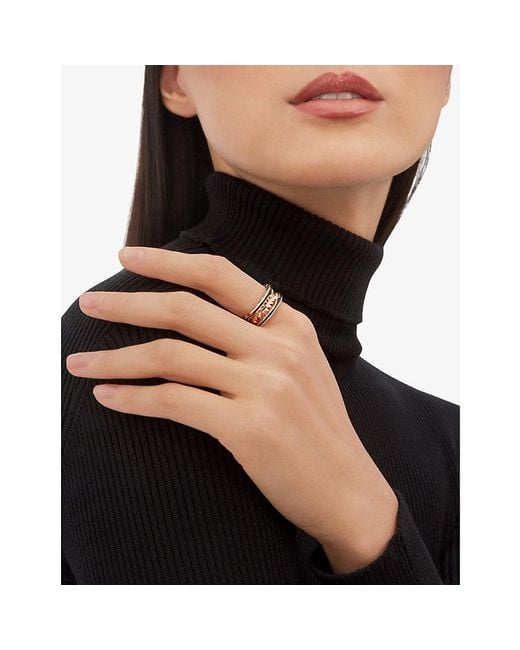 BVLGARI White B.Zero1 Rock 18Ct Rose- And Ceramic Ring