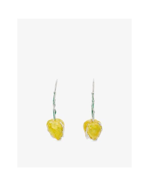 Marni Yellow Tulip Enamelled Drop Earrings