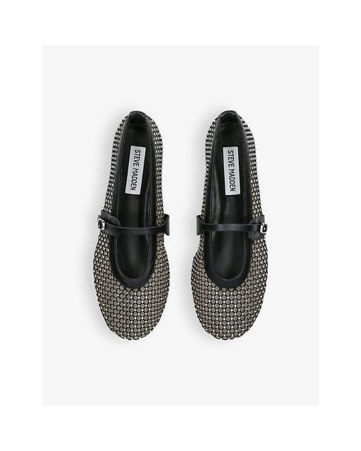 Steve Madden Black Rejoice-Mr Rhinestone-Embellished Mesh Flats