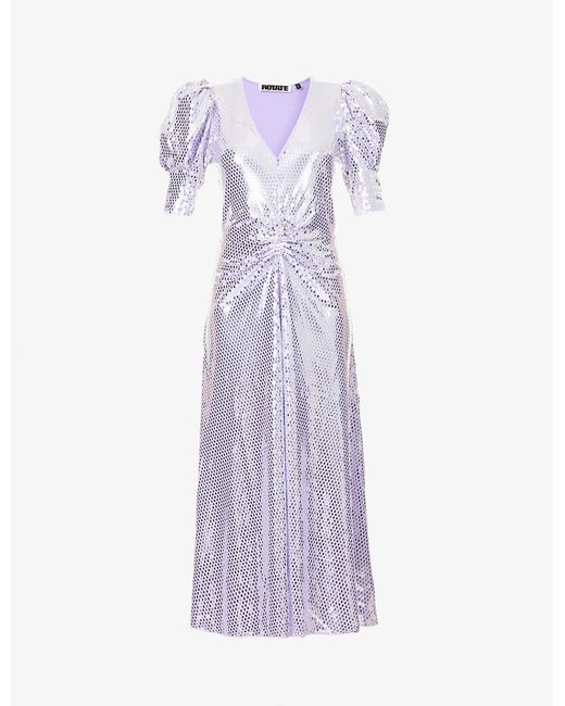 ROTATE BIRGER CHRISTENSEN Synthetic Sierina Mirrored-appliquÃ© Stretch-recycled Polyester Midi 