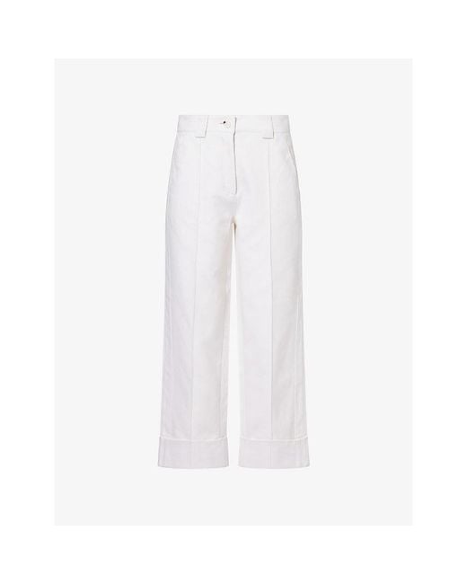 ME+EM White Straight-Crop Stretch Twill Cotton Trousers