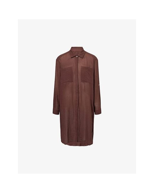 Seafolly Brown Crinkle Cotton-Twill Beach Shirt
