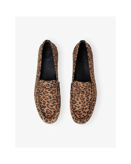 The Kooples Brown Print Leather Loafers