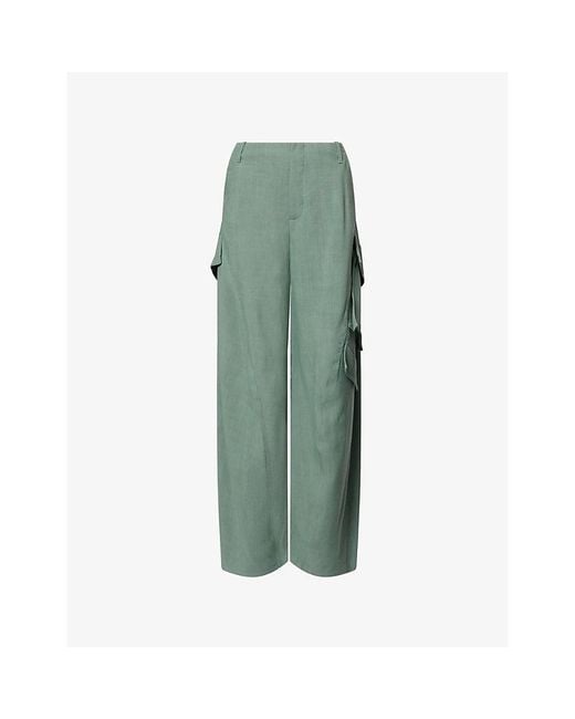 Alaïa Green Patch-Pocket Tailored Woven Cargo Pants