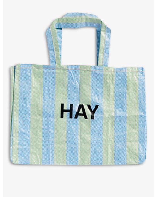 Hay Blue Candy Stripe M Shopper Bag