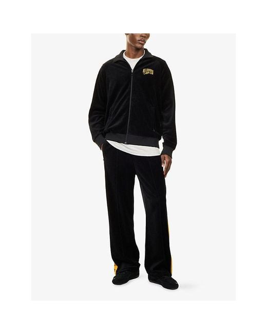 BBCICECREAM Black Logo-Printed Trim Straight-Leg Velour Tracksuit Bottoms for men