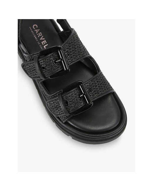 Carvela Kurt Geiger Black Pavilion Slingback Raffia Sandals