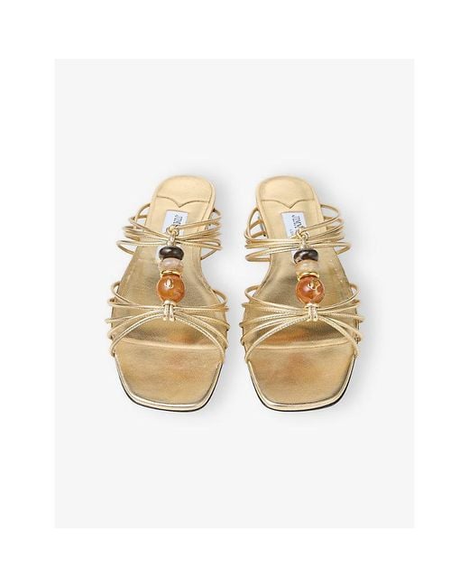 Jimmy Choo Natural Lova Mule Flat Leather Sandals