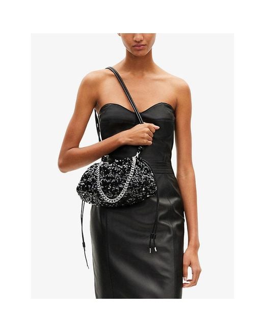 The Kooples Black Taylor Sequin-Embellished Cross-Body Bag