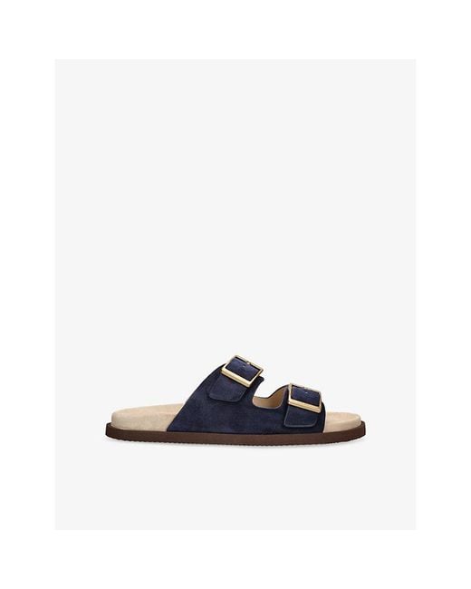 Brunello Cucinelli Blue Two-Strap Suede Sandals for men