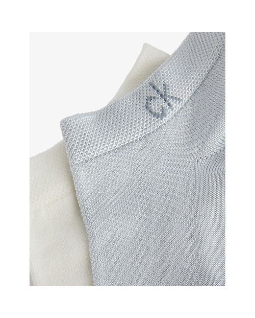 Calvin Klein Blue Pack Of Two Stretch-Mesh Ankle Socks