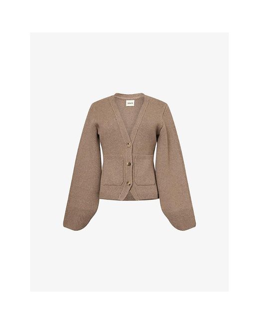 Khaite Brown Scarlet V-Neck Cashmere Cardigan