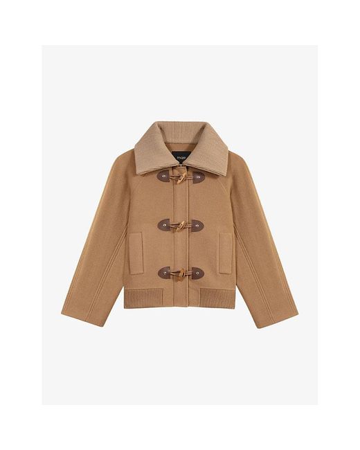 Maje Natural Wool-Blend Zip-Up Collar Jacket