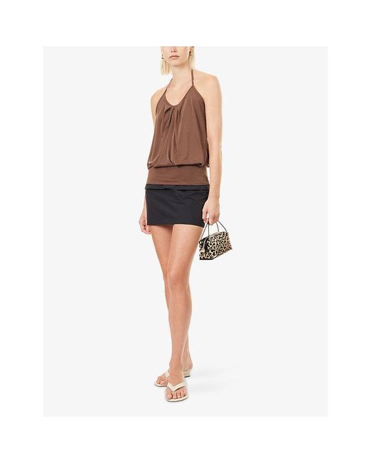 Belle Anna Brown Coin Halterneck Jersey Top