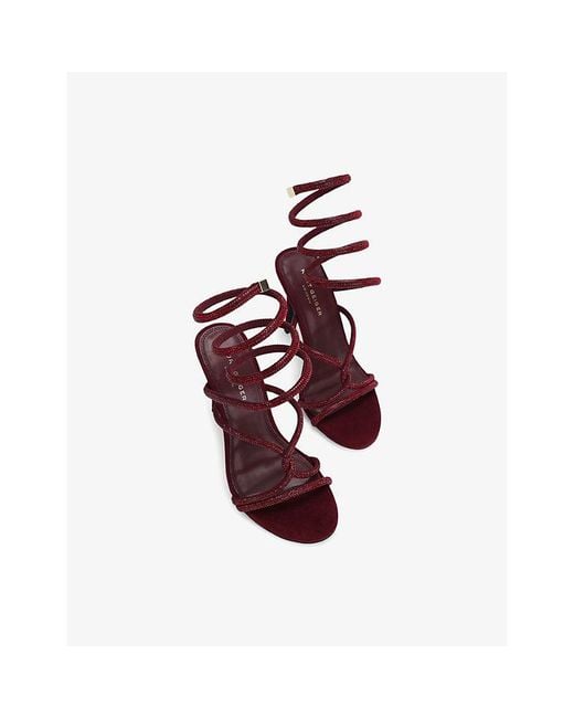 Kurt Geiger Pink Knot Spiral Heeled Woven Sandals