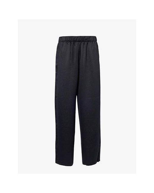 Lounge Underwear Blue Brand-patch Relaxed-fit Stretch-recycled Polyester Pyjama Trouser