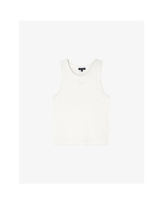 Soeur White Dolly Brand-Embroidered Cotton Vest Top