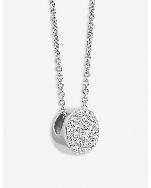 Monica Vinader Fiji On Sterling Silver And Pavé Diamond Necklace In Metallic Lyst - Monica Vinader Linear Solo Diamond Pendant Necklace Silver