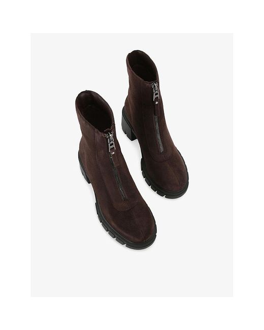 Carvela Kurt Geiger Black Ignite Zip Heeled Suede Ankle Boots