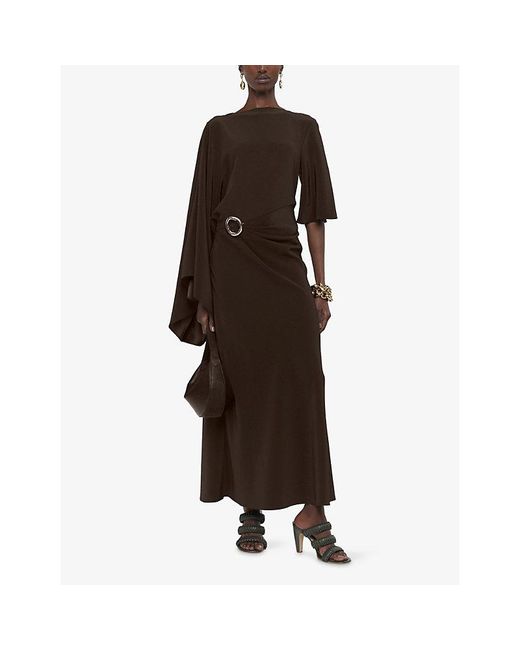 Joseph Brown Joya Asymmetric Satin Maxi Dress