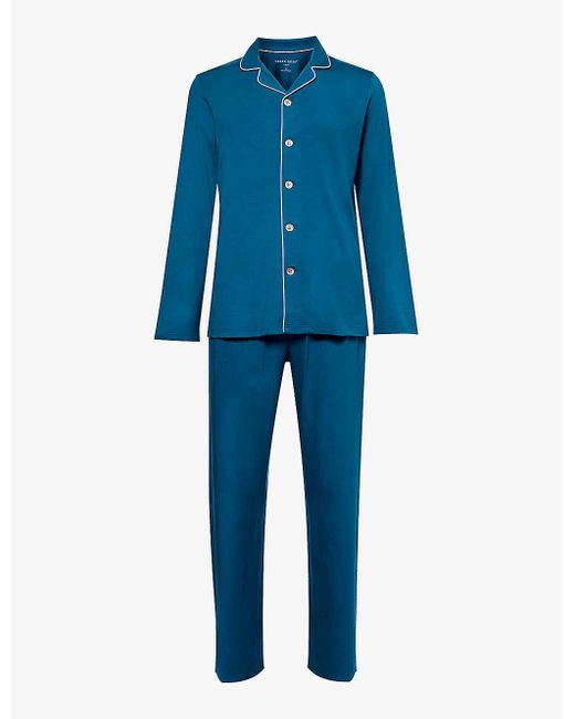 Derek Rose Blue Basel Relaxed-fit Stretch-jersey Pyjamas for men