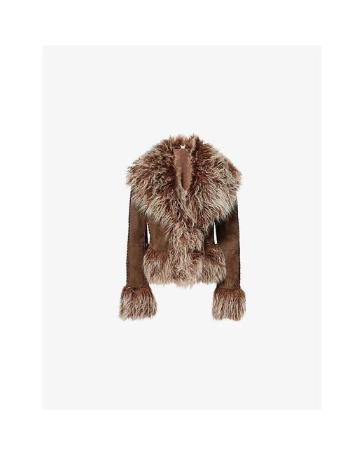 Jaded London Brown Mongolian Faux-Fur Jacket