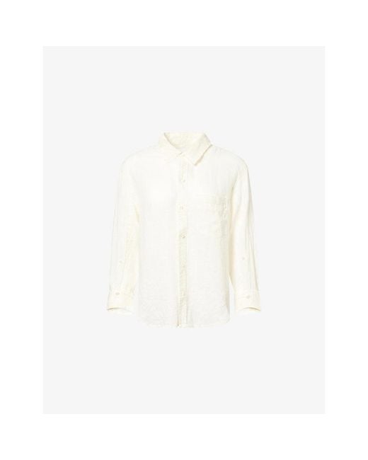 Citizens of Humanity White Kayla Shrunken Linen Shirt