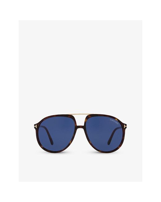 Tom Ford Blue Tr001780 Ft1079 Pilot-frame Acetate Sunglasses