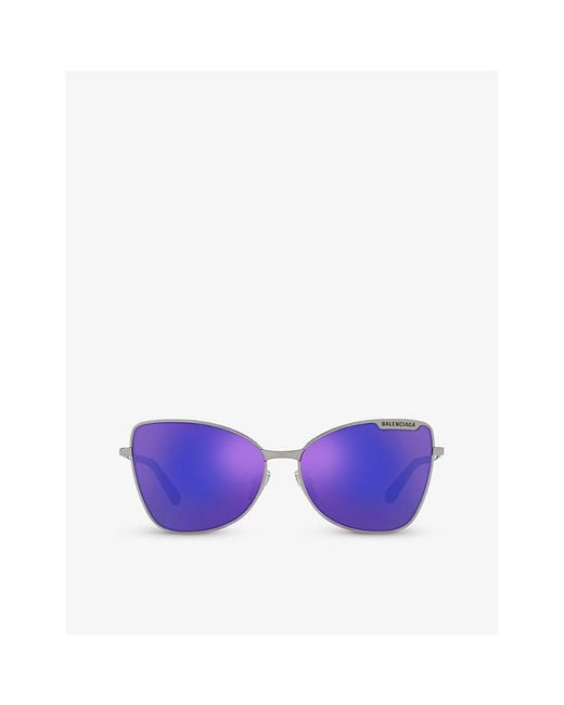Balenciaga Purple Bb0278s Butterfly-frame Metal Sunglasses