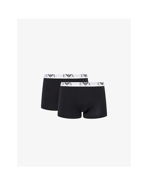 Emporio Armani Black Branded-Waistband Pack Of Three Cotton-Jersey Boxer Briefs for men