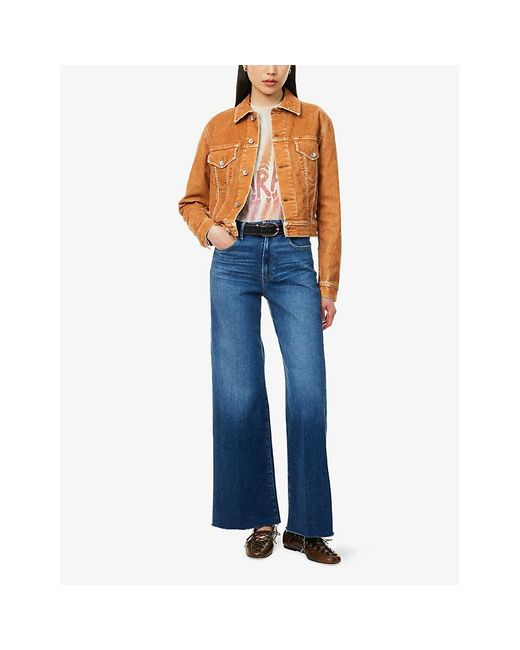 PAIGE Blue Anessa 31' Wide-Leg Stretch-Denim Blend Jeans