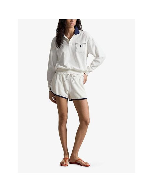 Polo Ralph Lauren White Terry Logo-Embroidered Cotton-Jersey Polo
