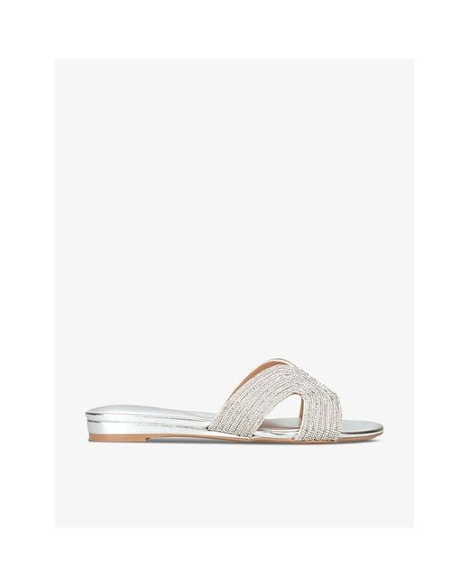 Carvela Kurt Geiger White Gala Crystal-Embellished Woven Sandals