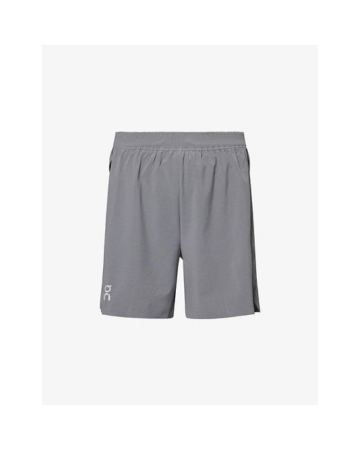 On Shoes Gray Train Drawstring Stretch-Woven Shorts for men