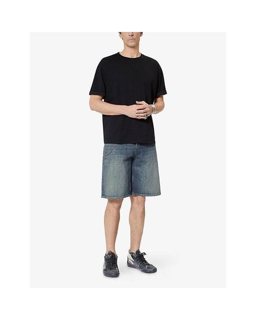 The Kooples Gray Straight-Leg Faded-Wash Denim Shorts for men