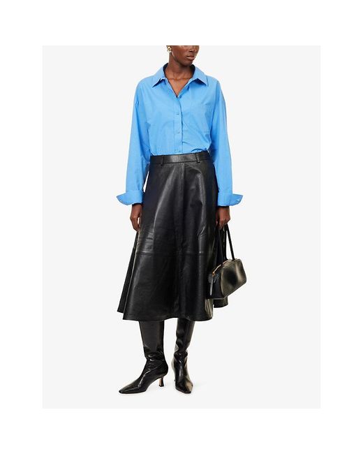 Frankie Shop Blue Ornella Oversized Cotton-Poplin Shirt