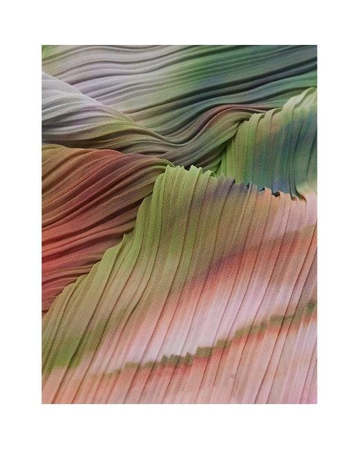 Pleats Please Issey Miyake Multicolor And Spinach Abstract-pattern Knitted Scarf