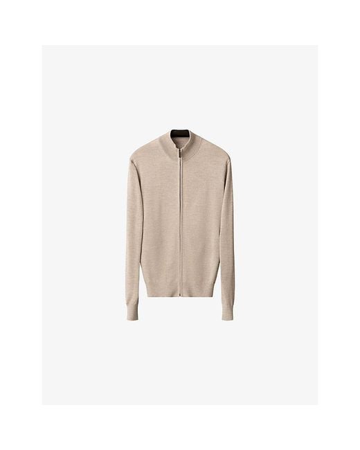 Eton of Sweden Natural Zip-Up Knitted Wool Cardigan for men