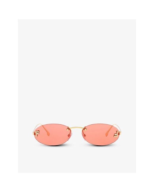 Fendi Pink Fe4075us Oval-frame Metal Sunglasses