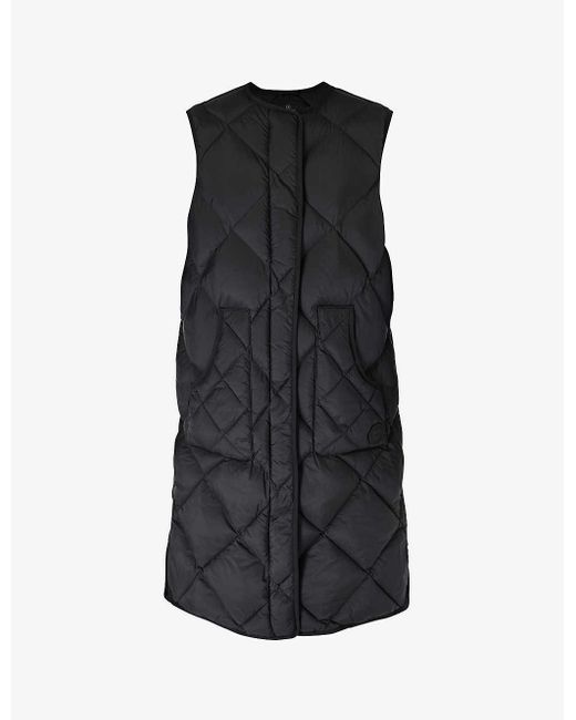 Sweaty Betty Black Downtown Logo-badge Quilted Shell Gilet