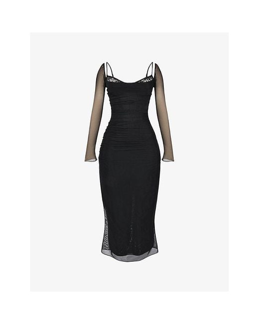 House Of Cb Women's Black Katarina Corseted Stretch-Woven Maxi Dress